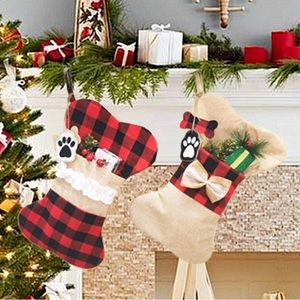 LYLYFAN Christmas Dog Stocking Red/Black Plaid